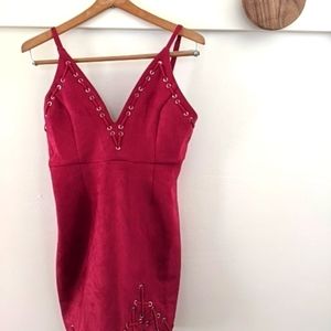 Suede red mini dress